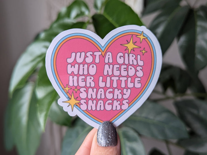 A Girl Who Needs Her Snacky Snacks Vinyl Sticker