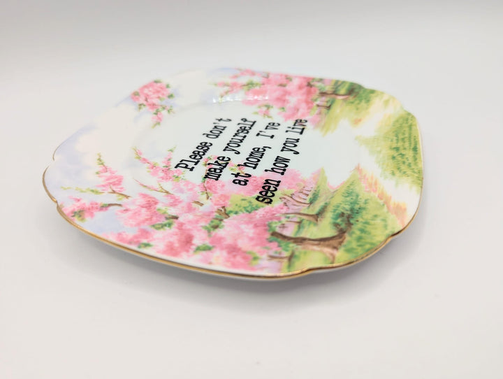 Please don't make yourself at home, I've seen how you live - altered vintage plate - 4