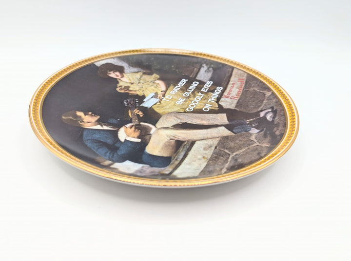 I'd rather be gluing googly eyes on things - upcycled Norman Rockwell plate - 4