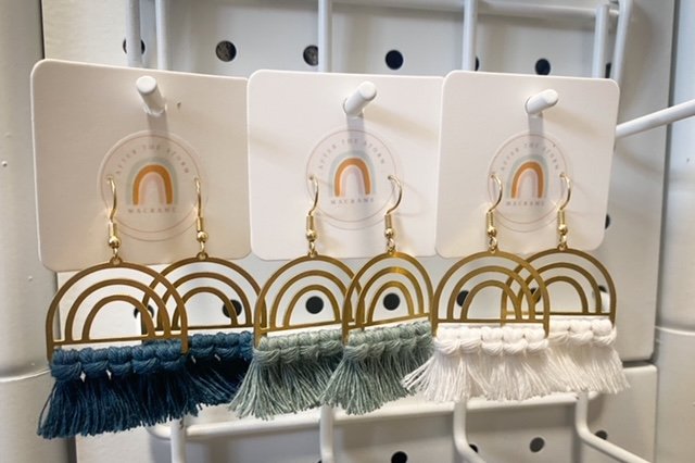 Rainbow Macrame Earrings - 1