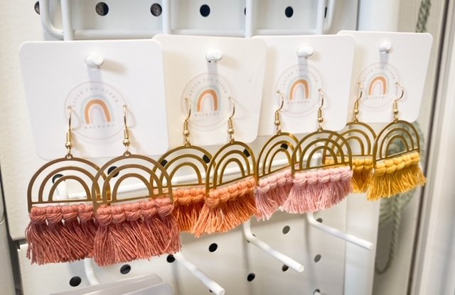Rainbow Macrame Earrings - 2