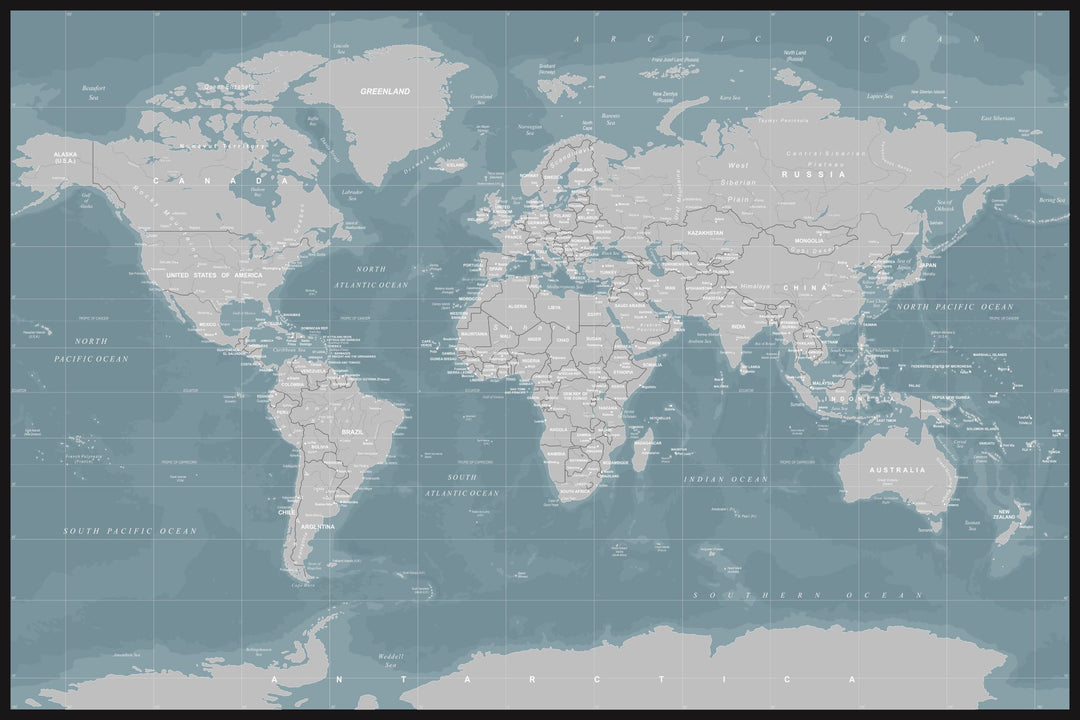 Grey on Blue Foam Core Map