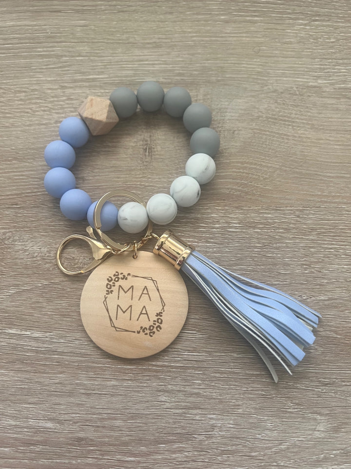 MAMA Leopard Print Border Wristlet Keychain