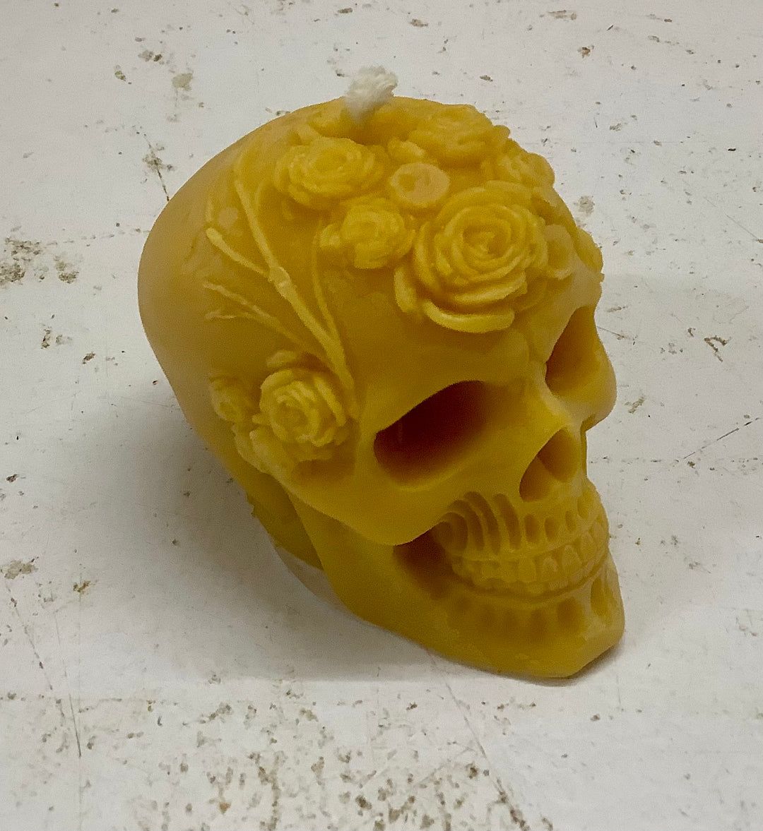 Floral Skull Candle