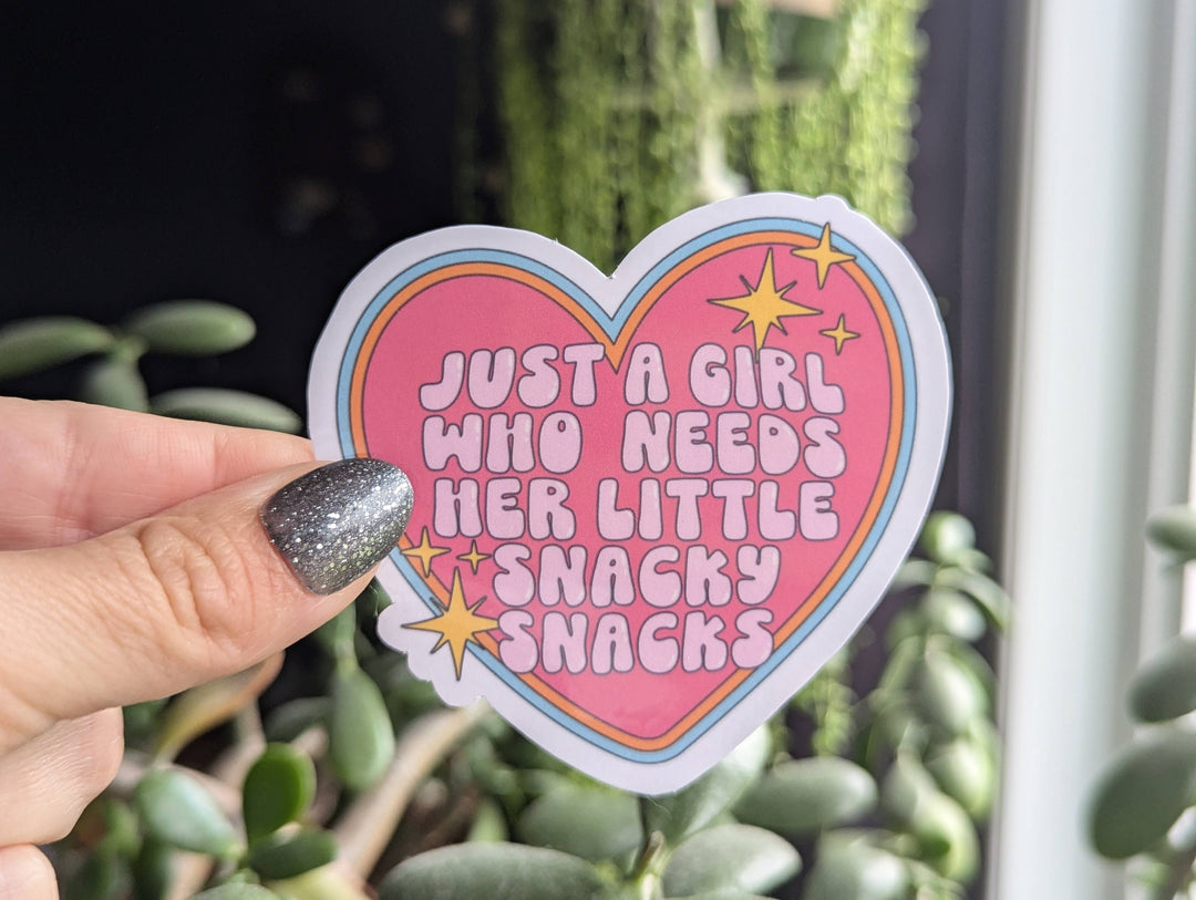 A Girl Who Needs Her Snacky Snacks Vinyl Sticker