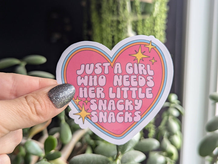 A Girl Who Needs Her Snacky Snacks Vinyl Sticker