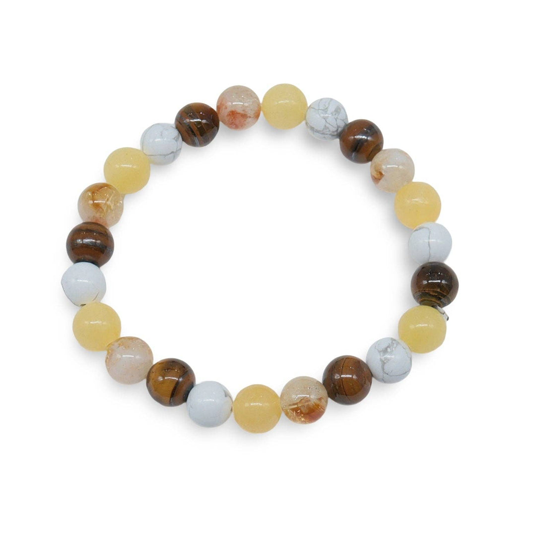 Topaz Jade, Howlite, Tiger Eye + Citrine Bracelet