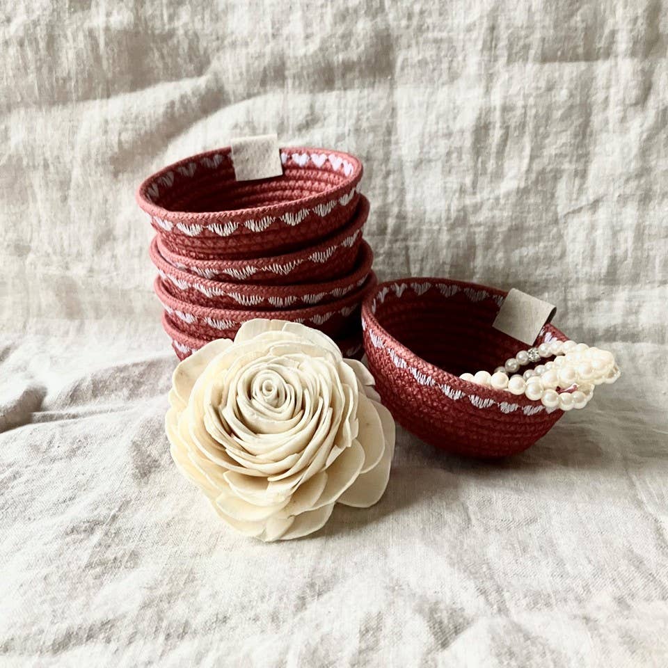 Mini Maroon Jewelry Rope Dish