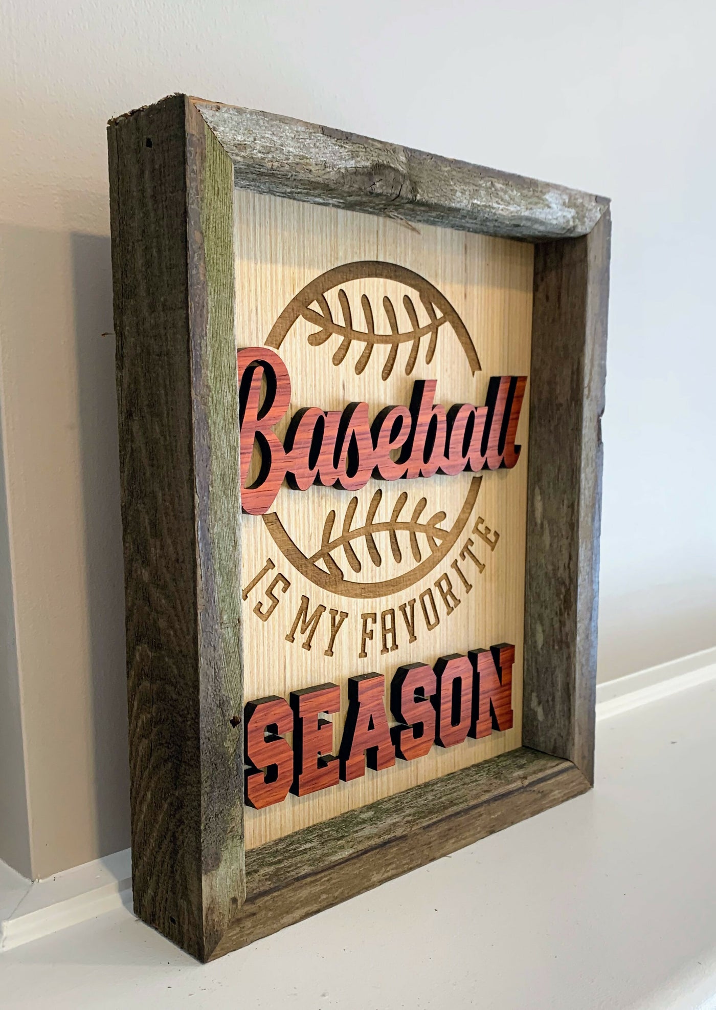 Baseball is My Favorite Season Laser Engraved Wooden Sign