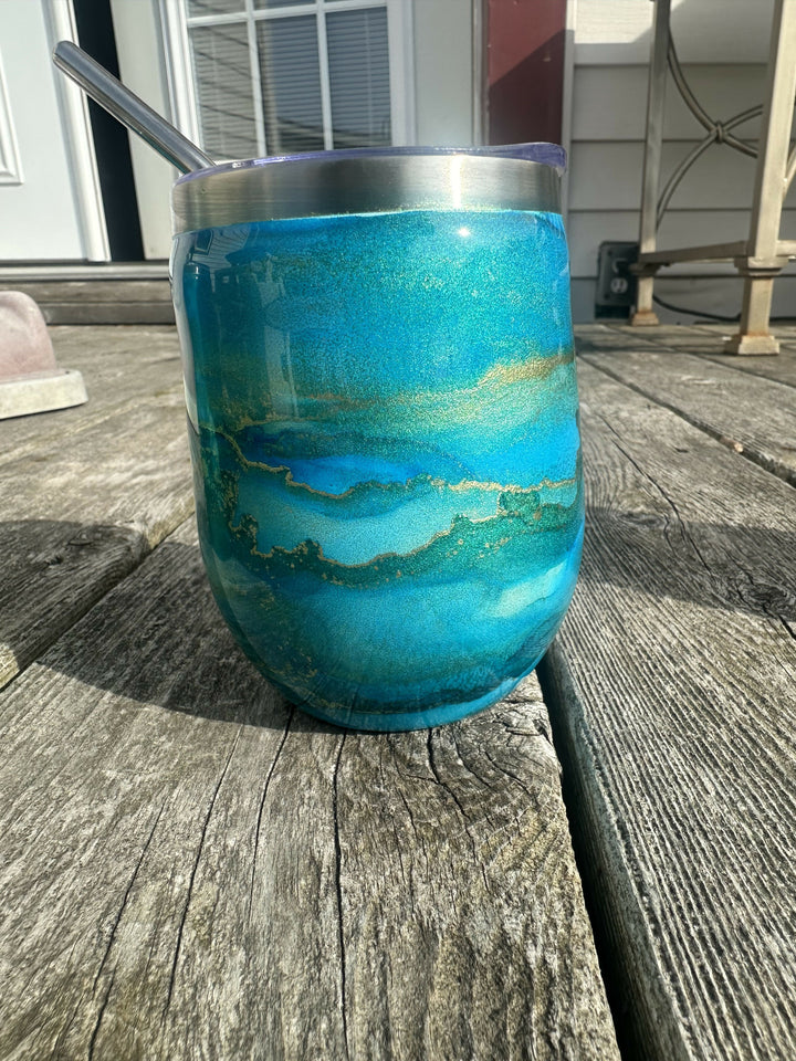 Teal & Gold Wine Tumbler