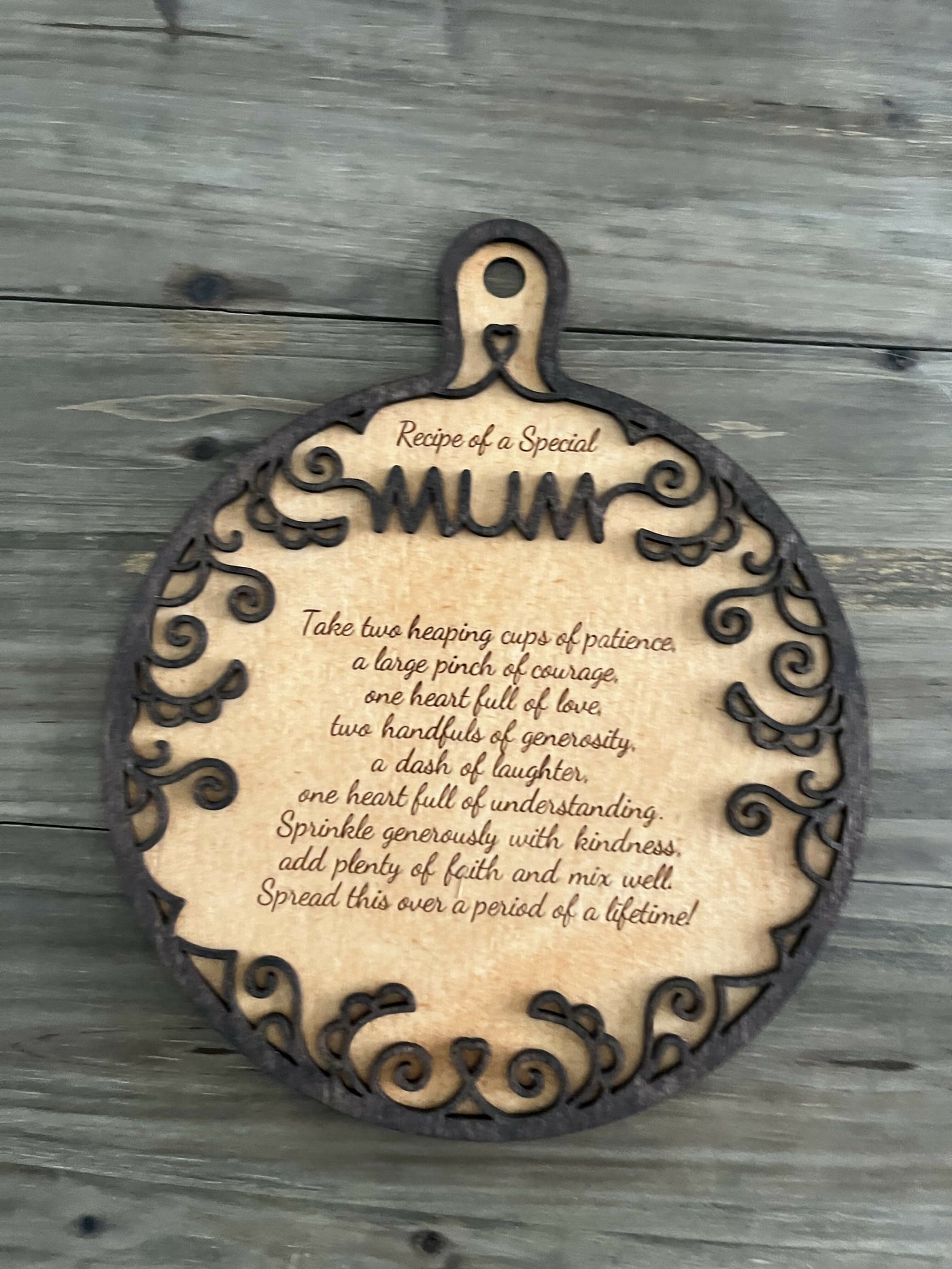 Special Mum Recipe Board