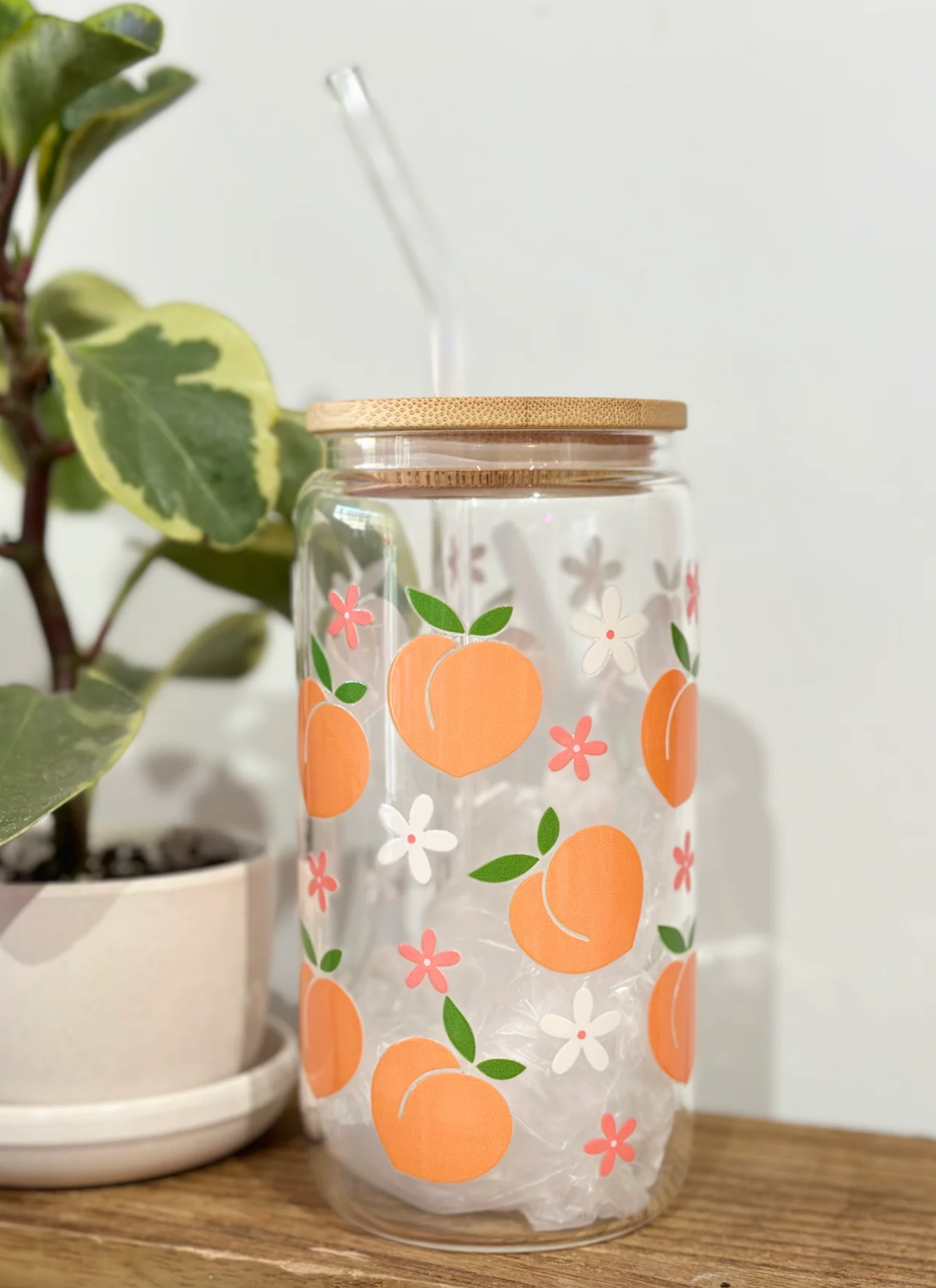 Peaches Beer Can Glass