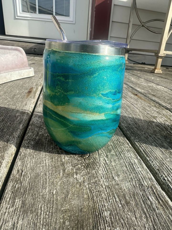 Teal & Gold Wine Tumbler