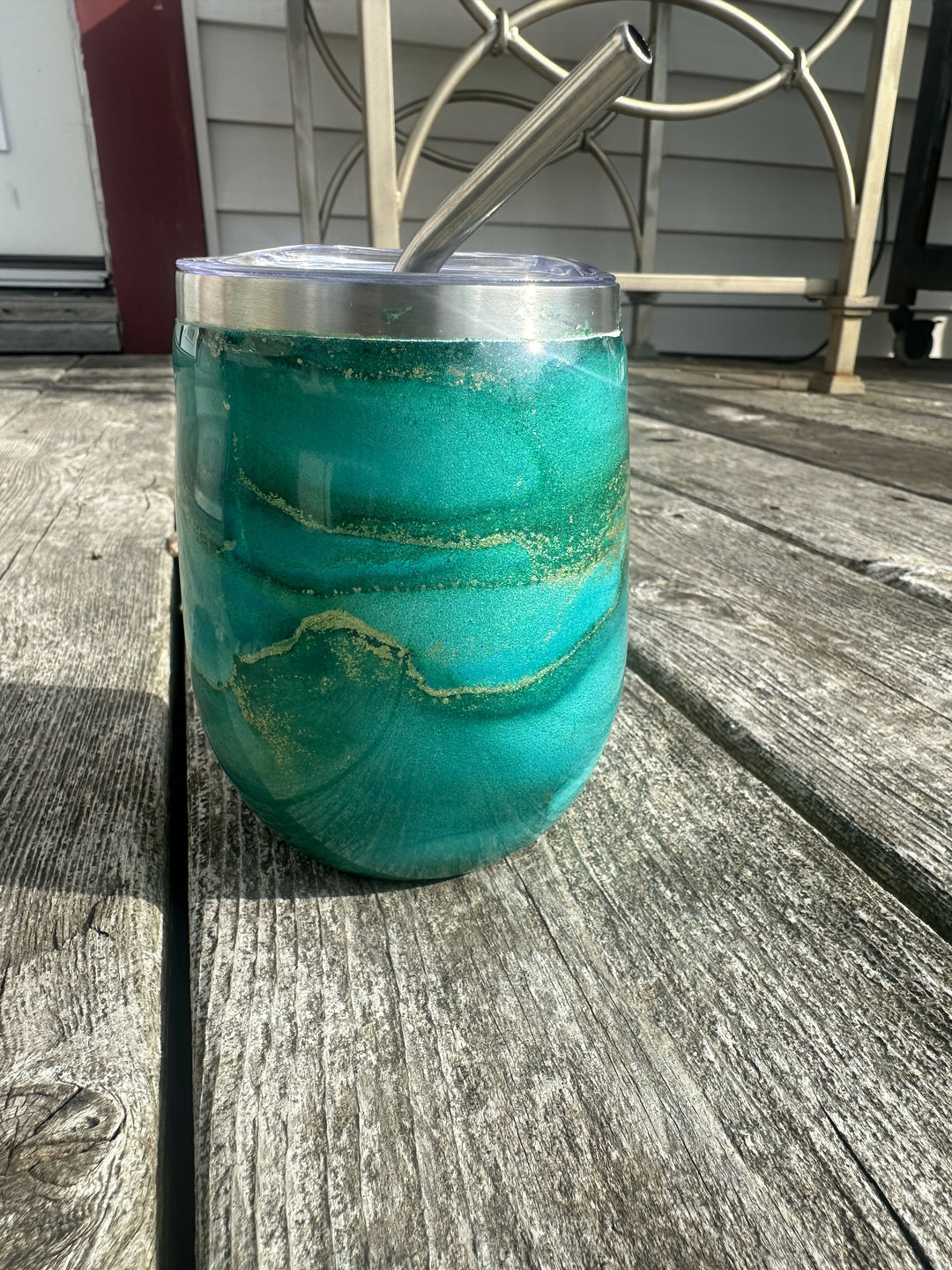 Teal & Gold Wine Tumbler