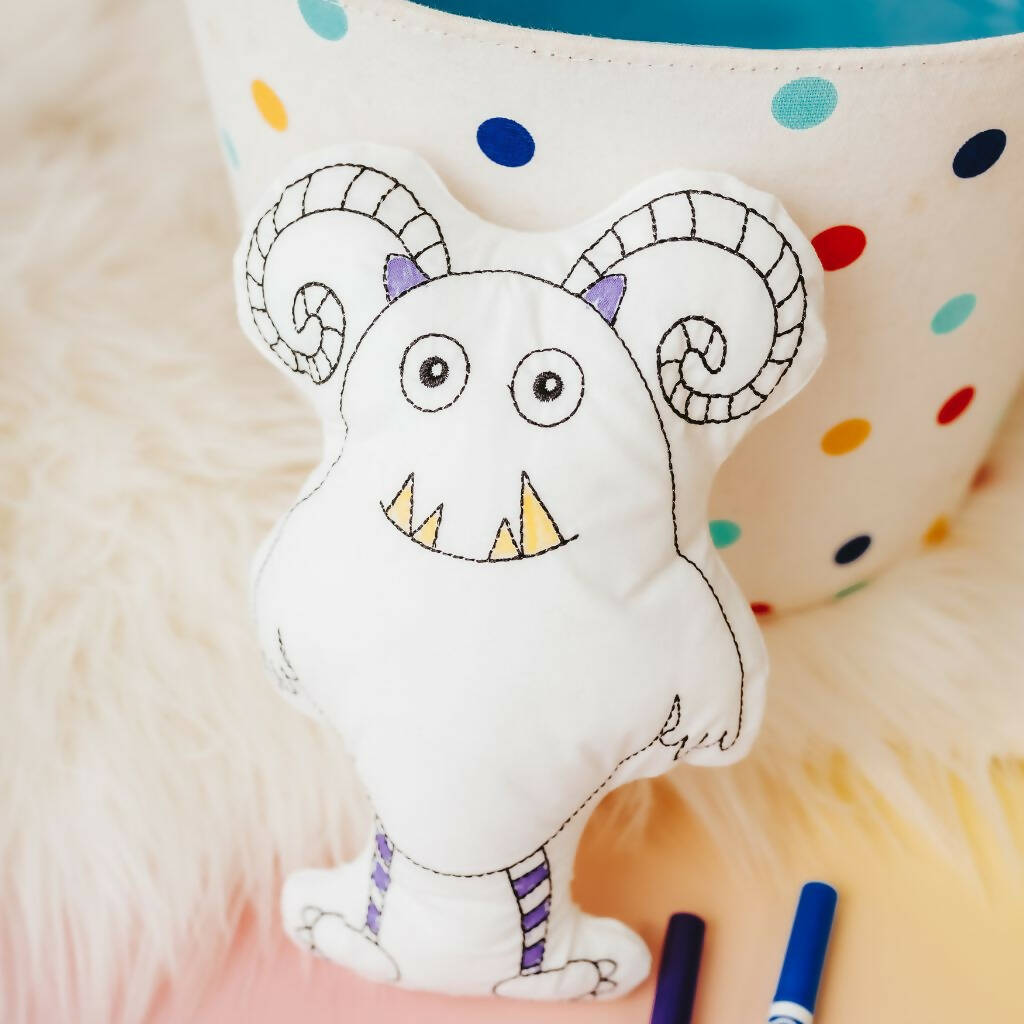 Curly Horn Monster Colouring Doll