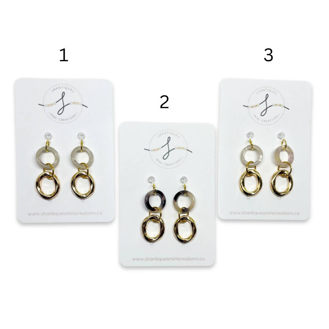 Gold Plated with Resin Dangle Earrings