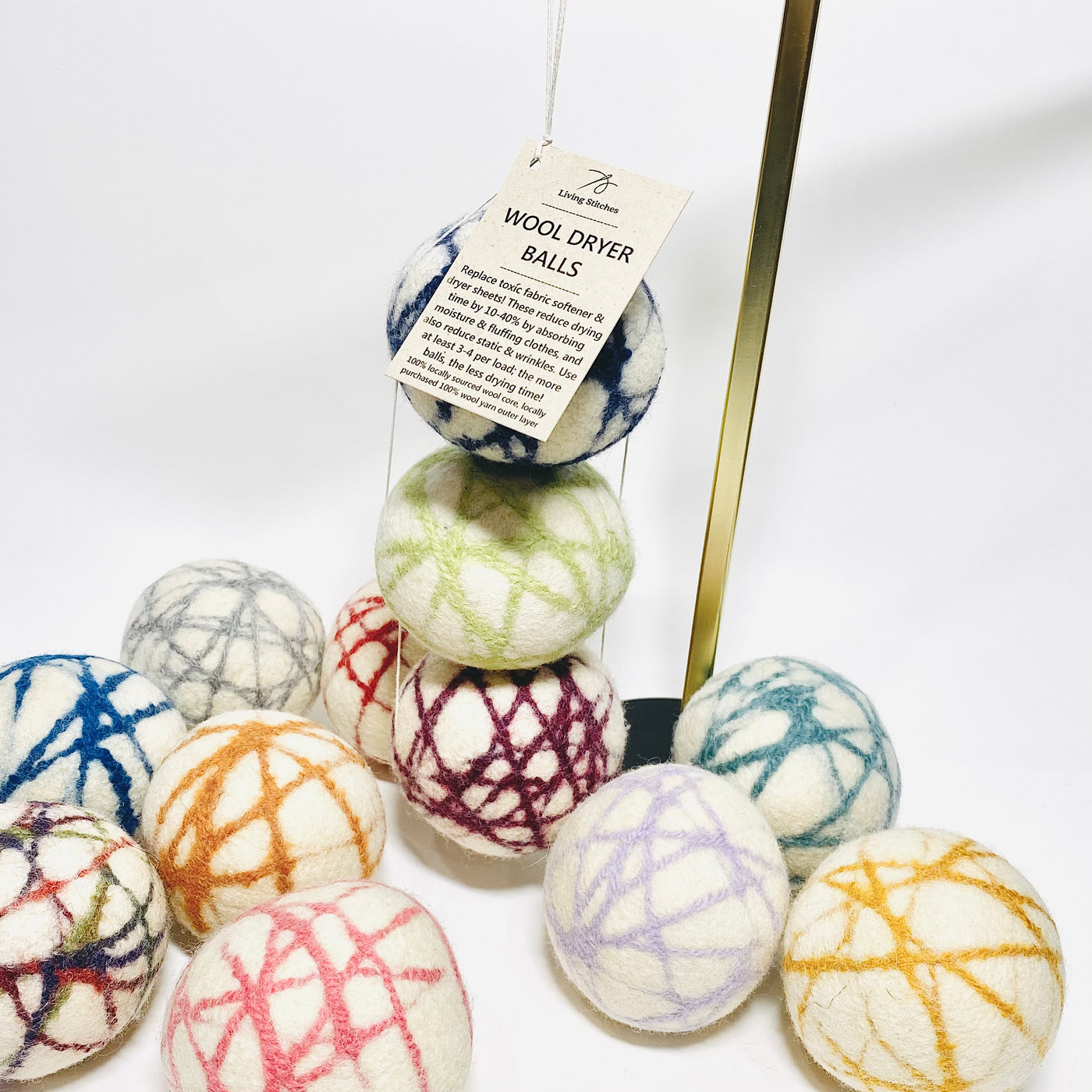 Wool Dryer Balls - set of three - colourful