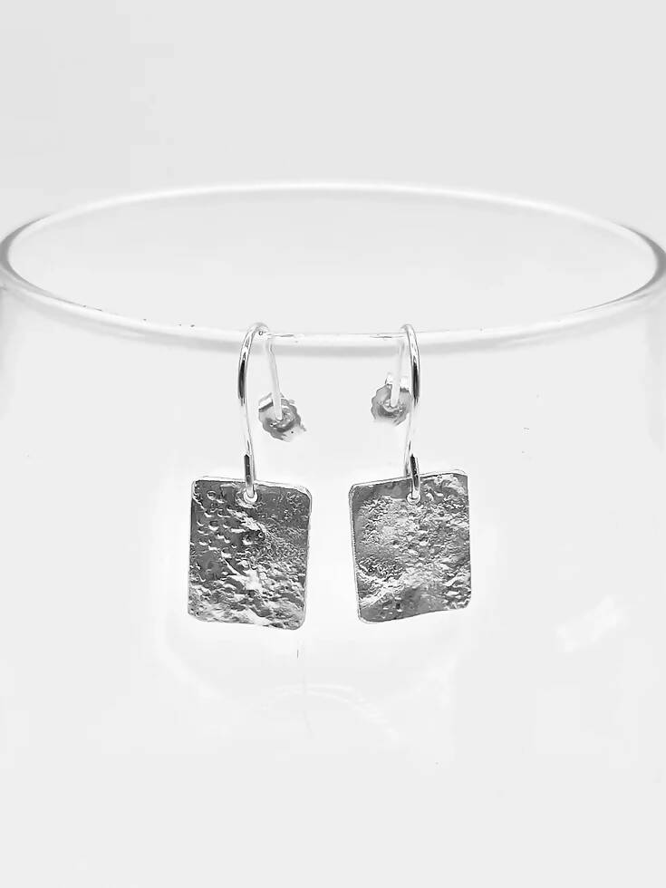 Reticulated Square Dangle Earrings