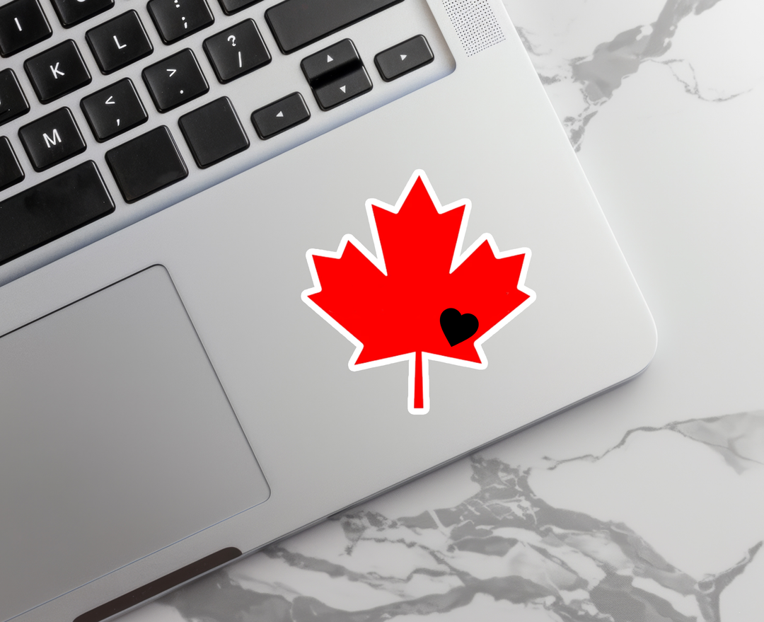 Maple Leaf Heart Sticker