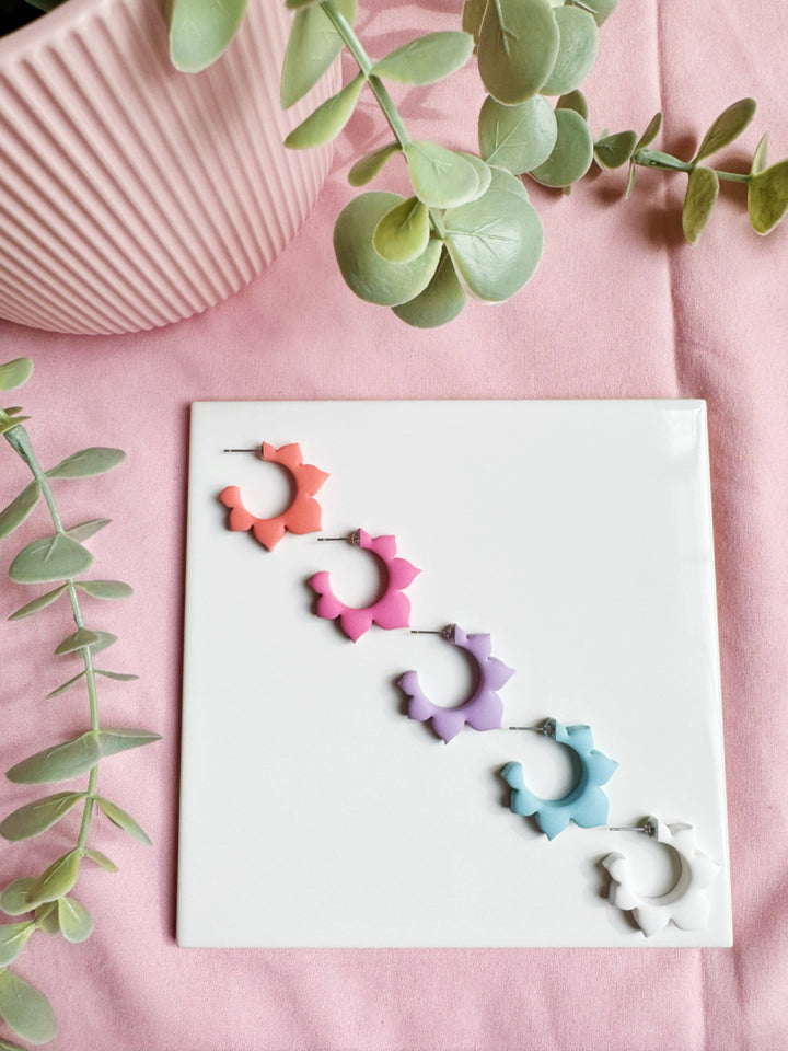 Flower Hoops Polymer Clay Earrings