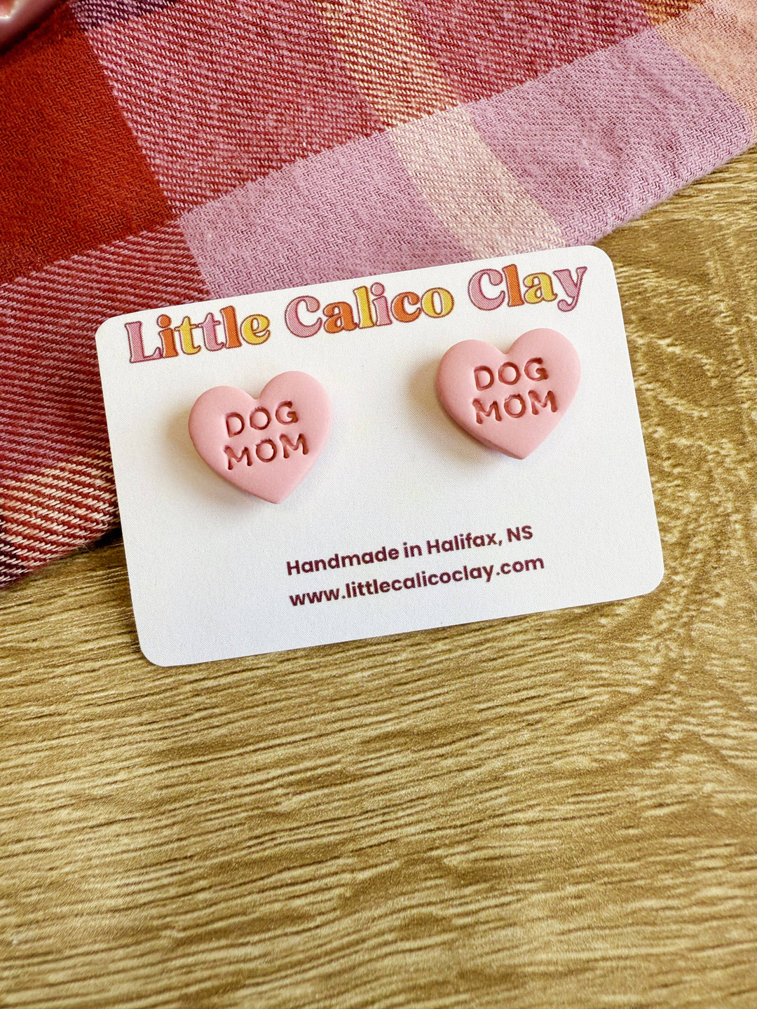 Dog Mom Heart Stud Clay Earrings