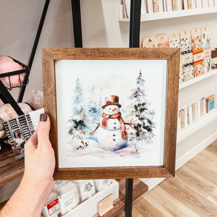 Watercolour Snowman Framed Sign