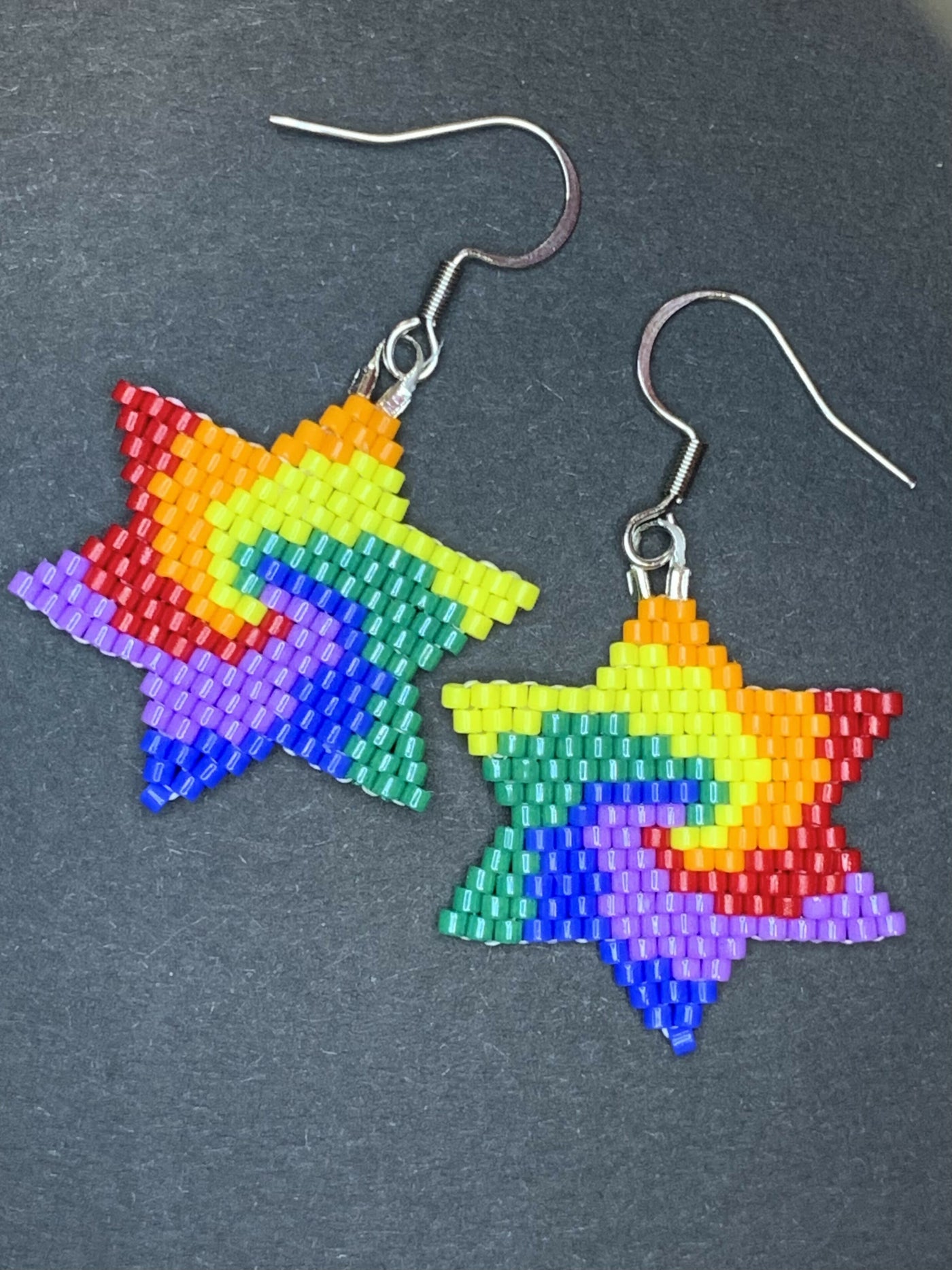 Rainbow swirl star earrings