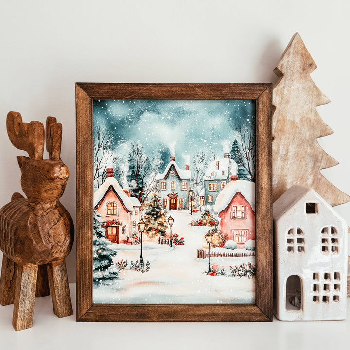 Christmas Village Scene Framed Christmas Sign