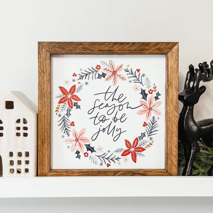 The Season To Be Jolly Framed Wood Christmas Sign