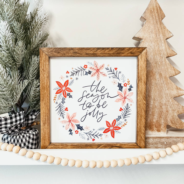 The Season To Be Jolly Framed Wood Christmas Sign