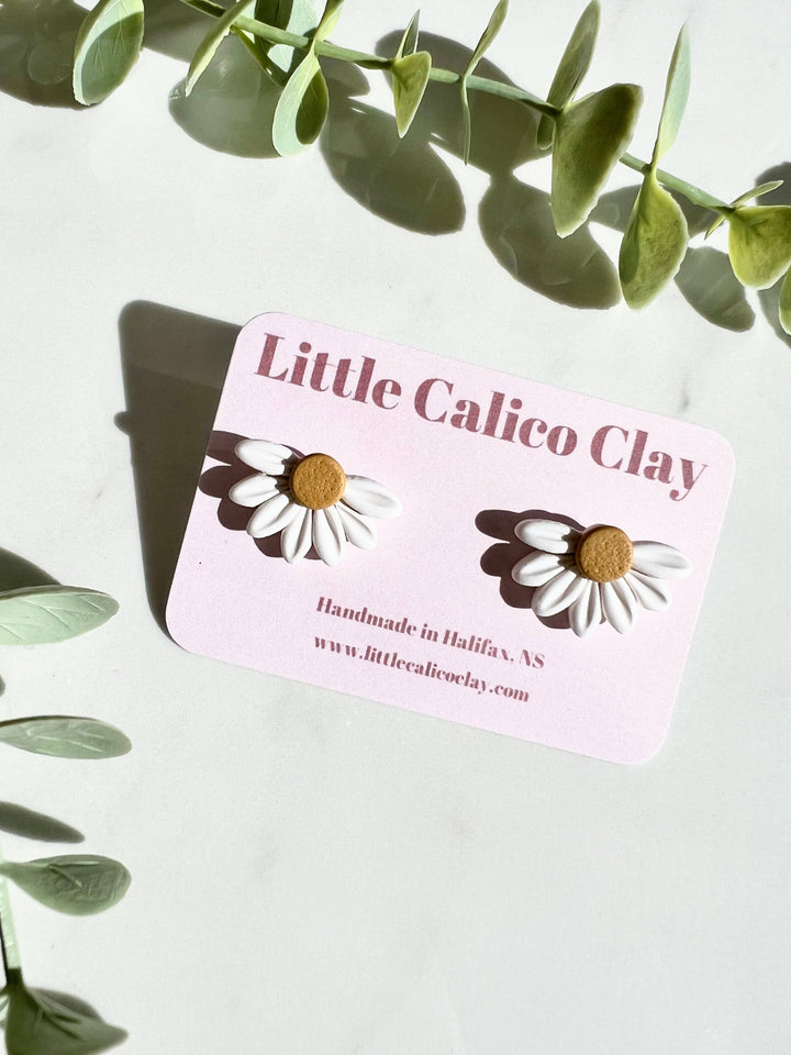 Half Daisy Stud Clay Earrings