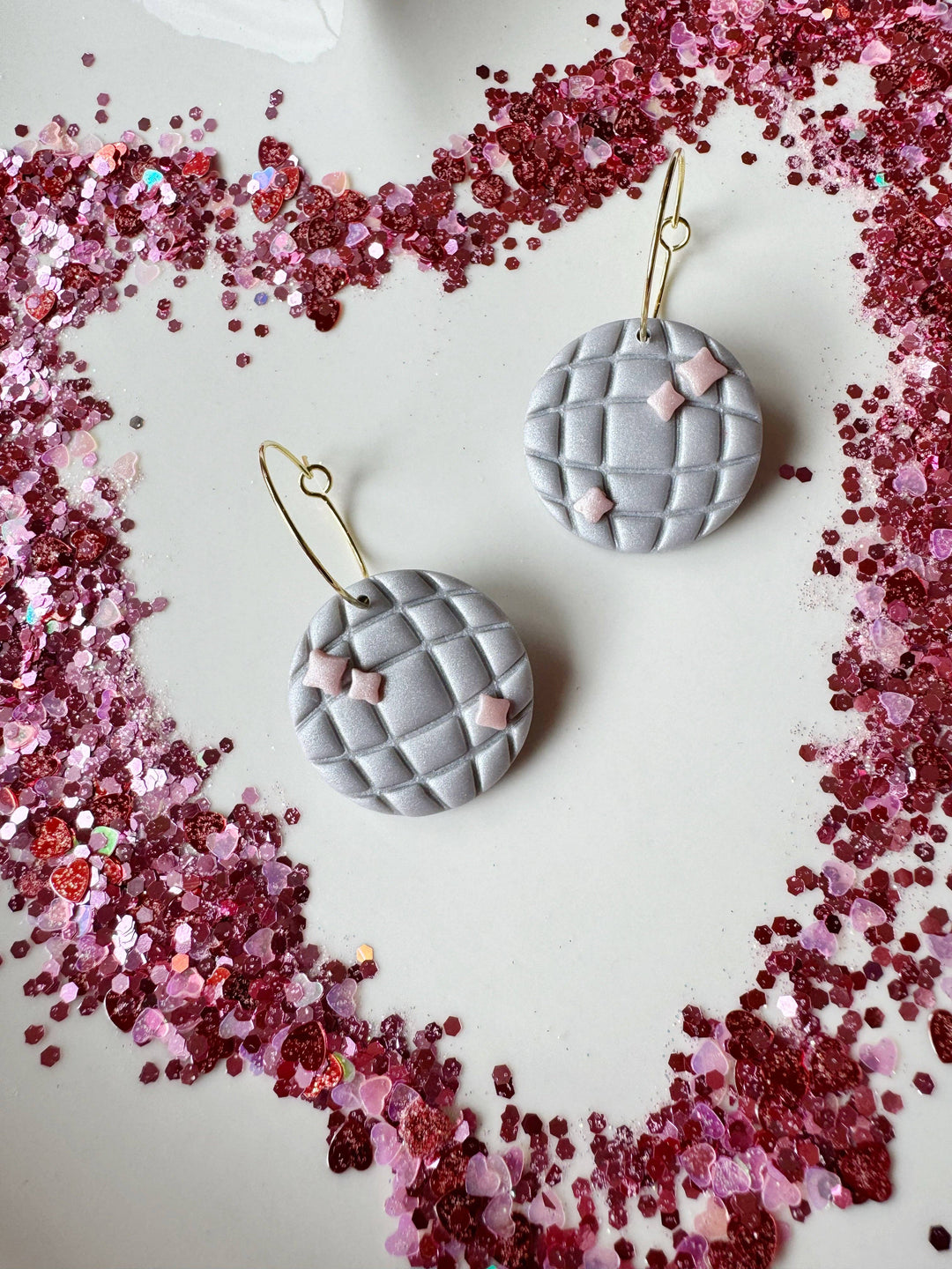 Mirrorball Hoops Clay Earrings 