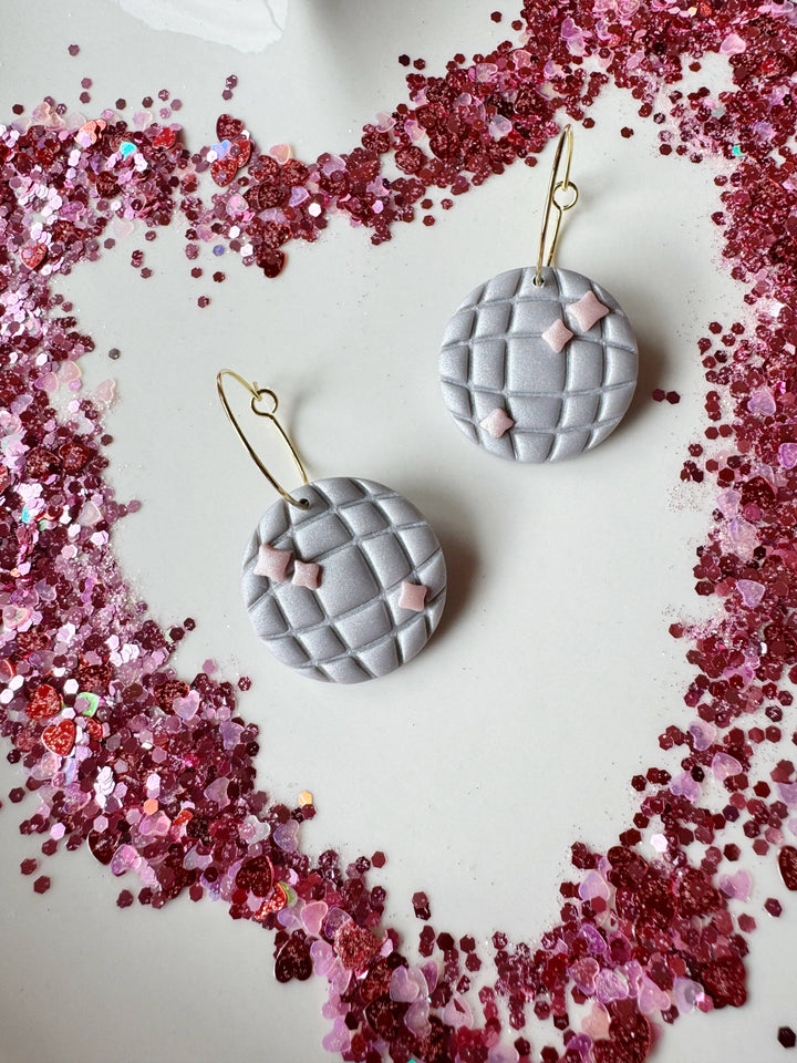 Mirrorball Hoops Clay Earrings 