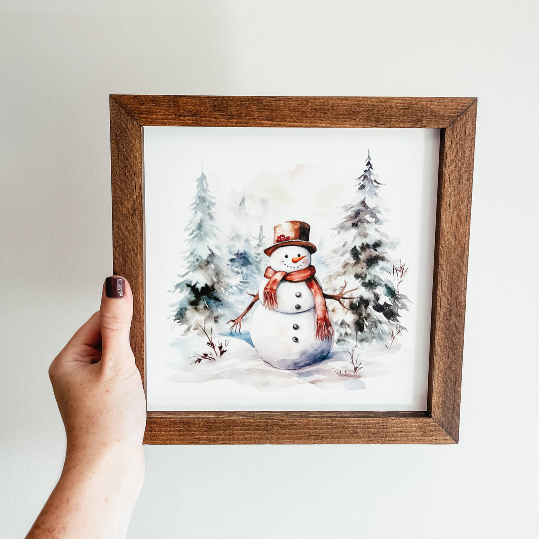 Watercolour Snowman Framed Sign