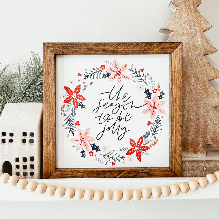 The Season To Be Jolly Framed Wood Christmas Sign