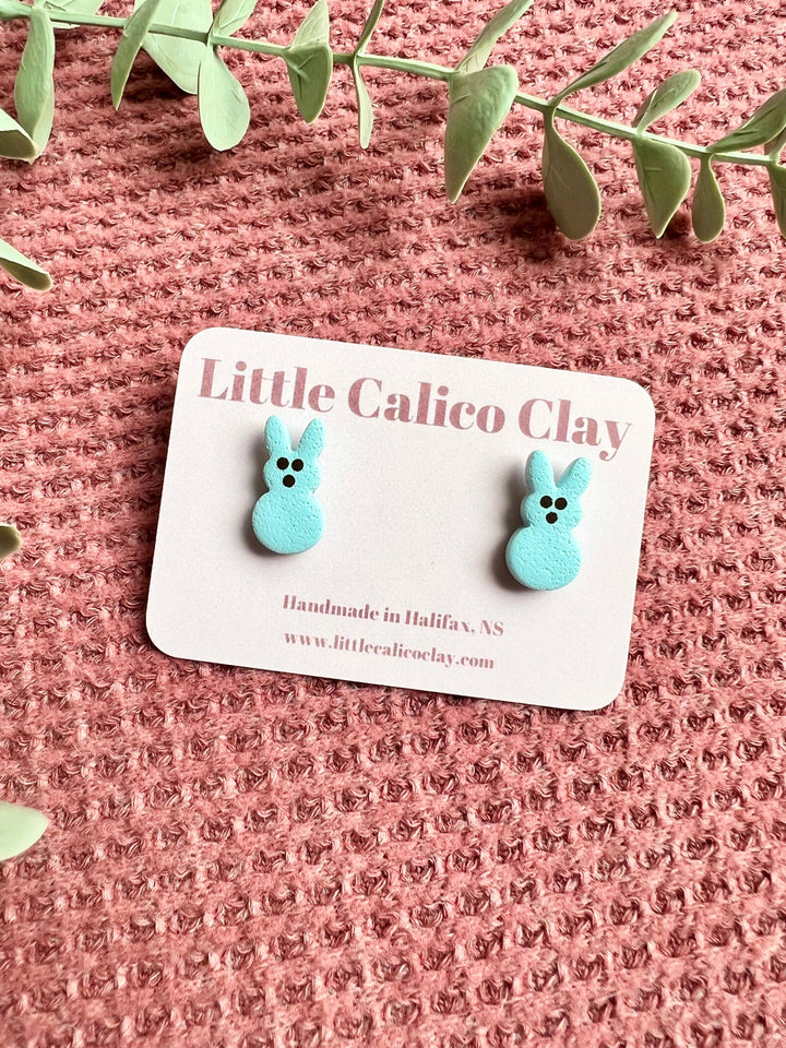 Marshmallow Bunny Studs Clay Earrings