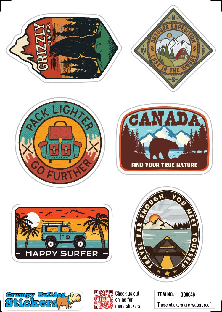 Retro Travel and Adventure Stickers Set 1 - 1