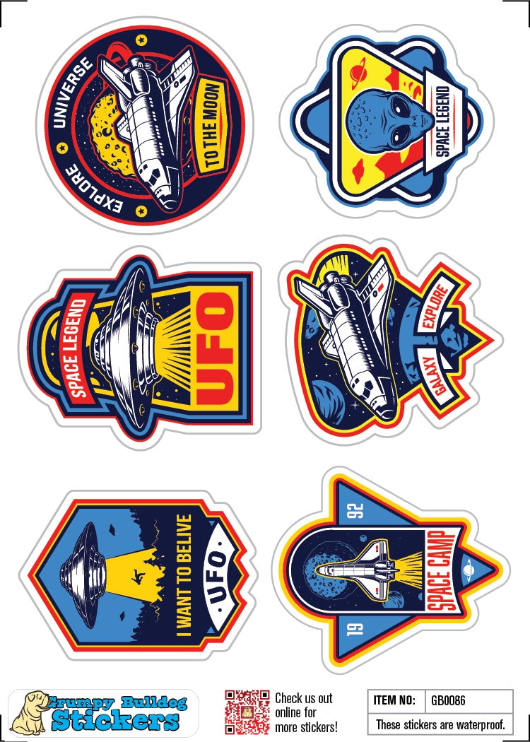 UFO, Space and Alien Stickers Set 1 - 1