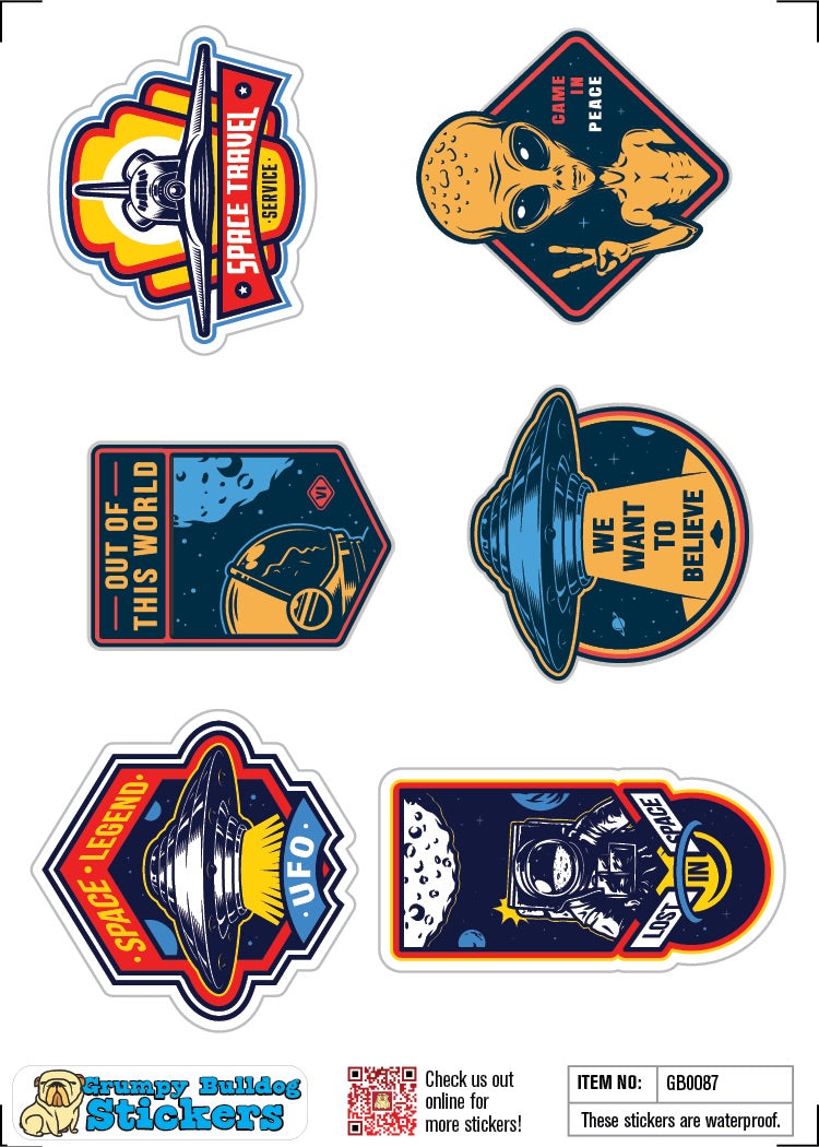 UFO, Space and Alien Sticker Set 2 - 1