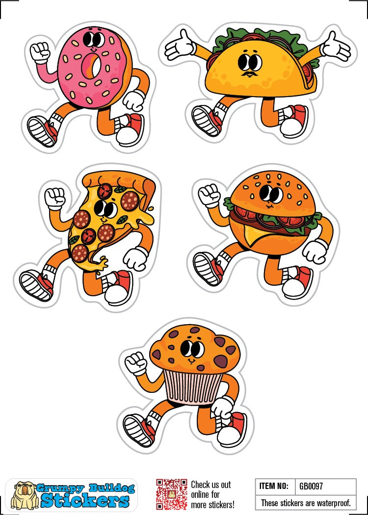 Retro funny running food characters Set 1 - 1