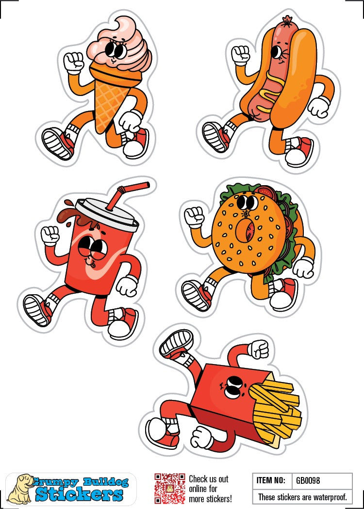 Retro funny running food characters Set 2 - 1