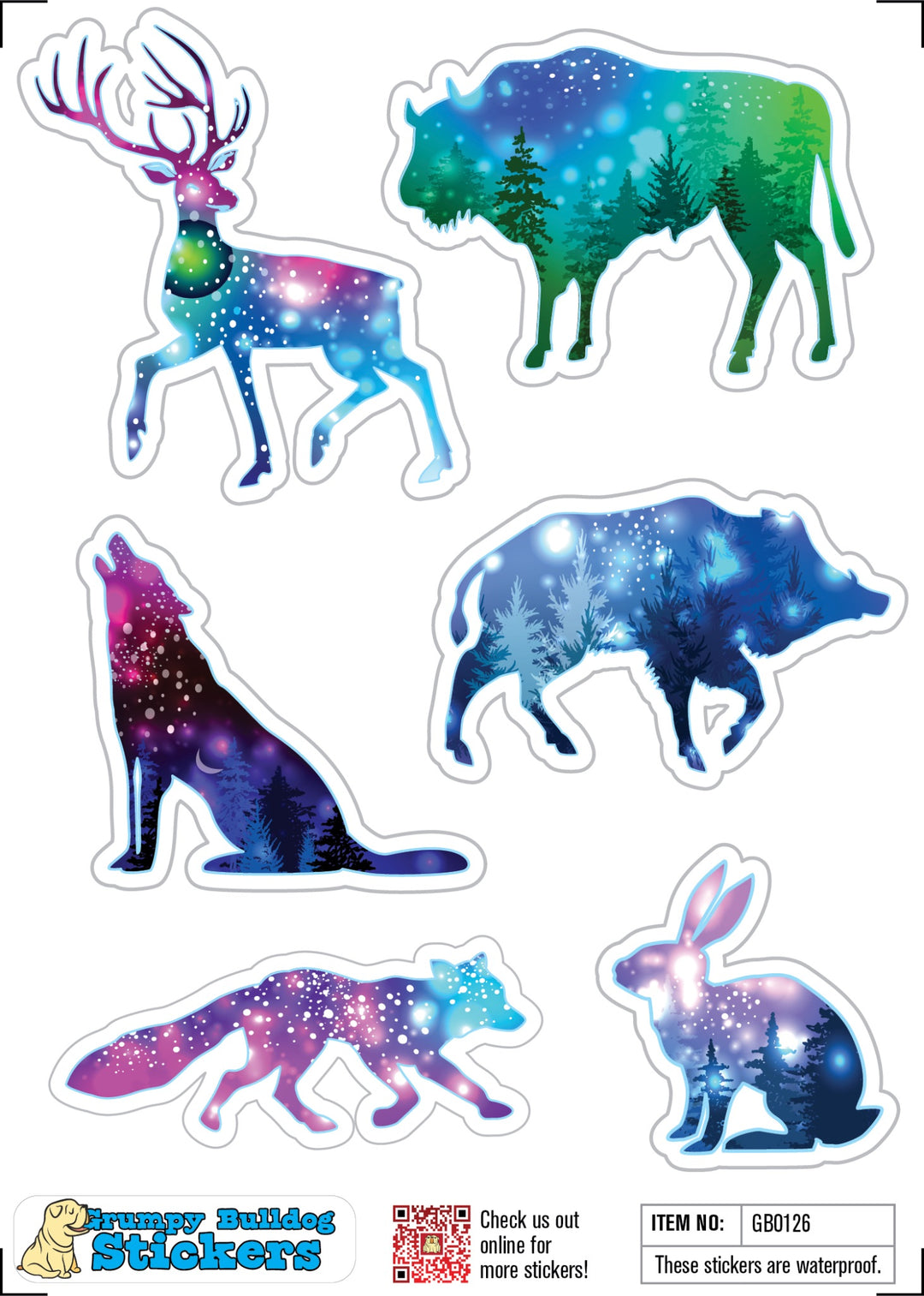 Colourful Galaxy Animals Sticker Set 1 - 1