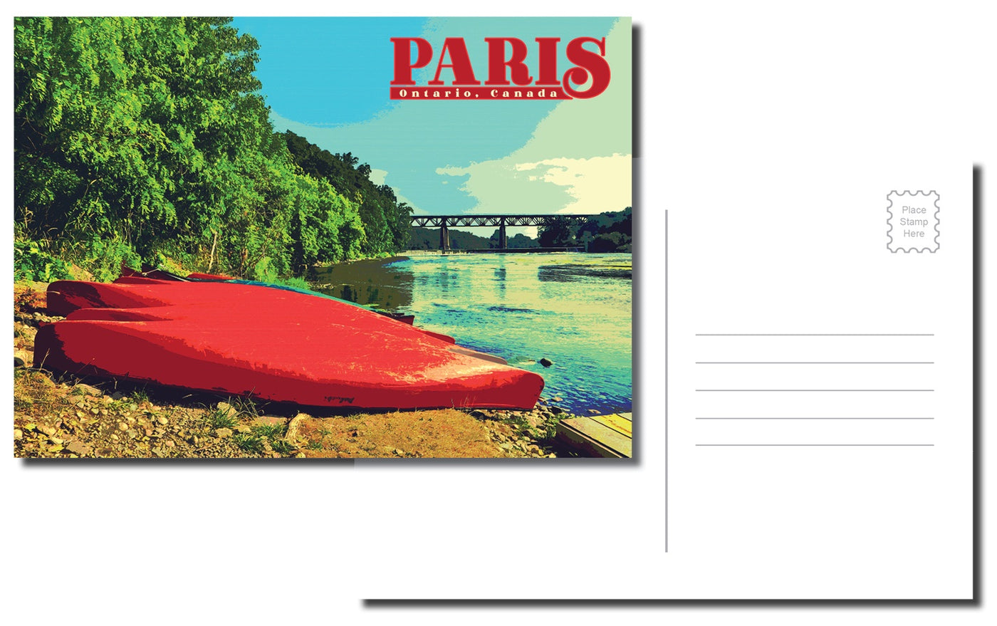 Paris Postcard - Red Canoe - 1