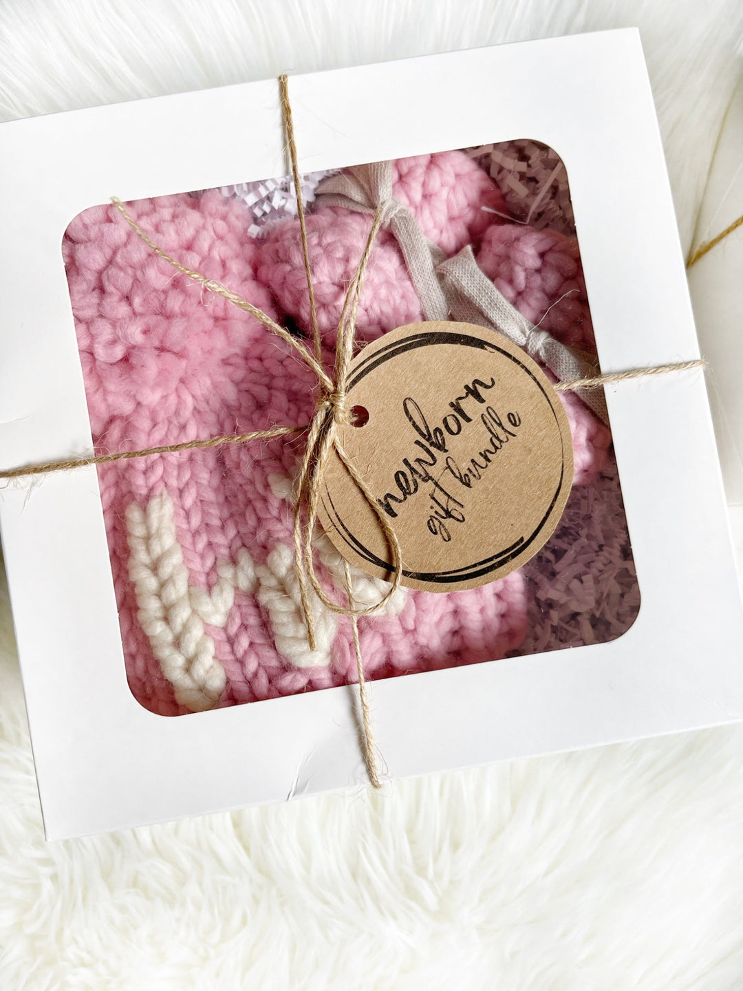 Newborn Knit “Hi” Hat & Boots Gift Bundle - 2