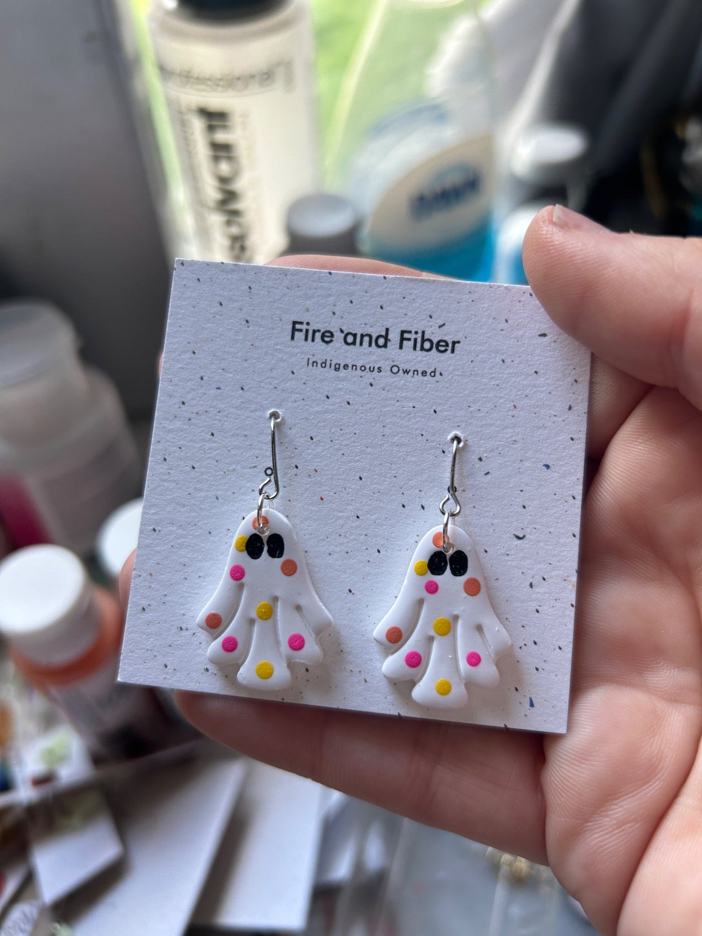 Polka Dot Ghost Earrings - 1