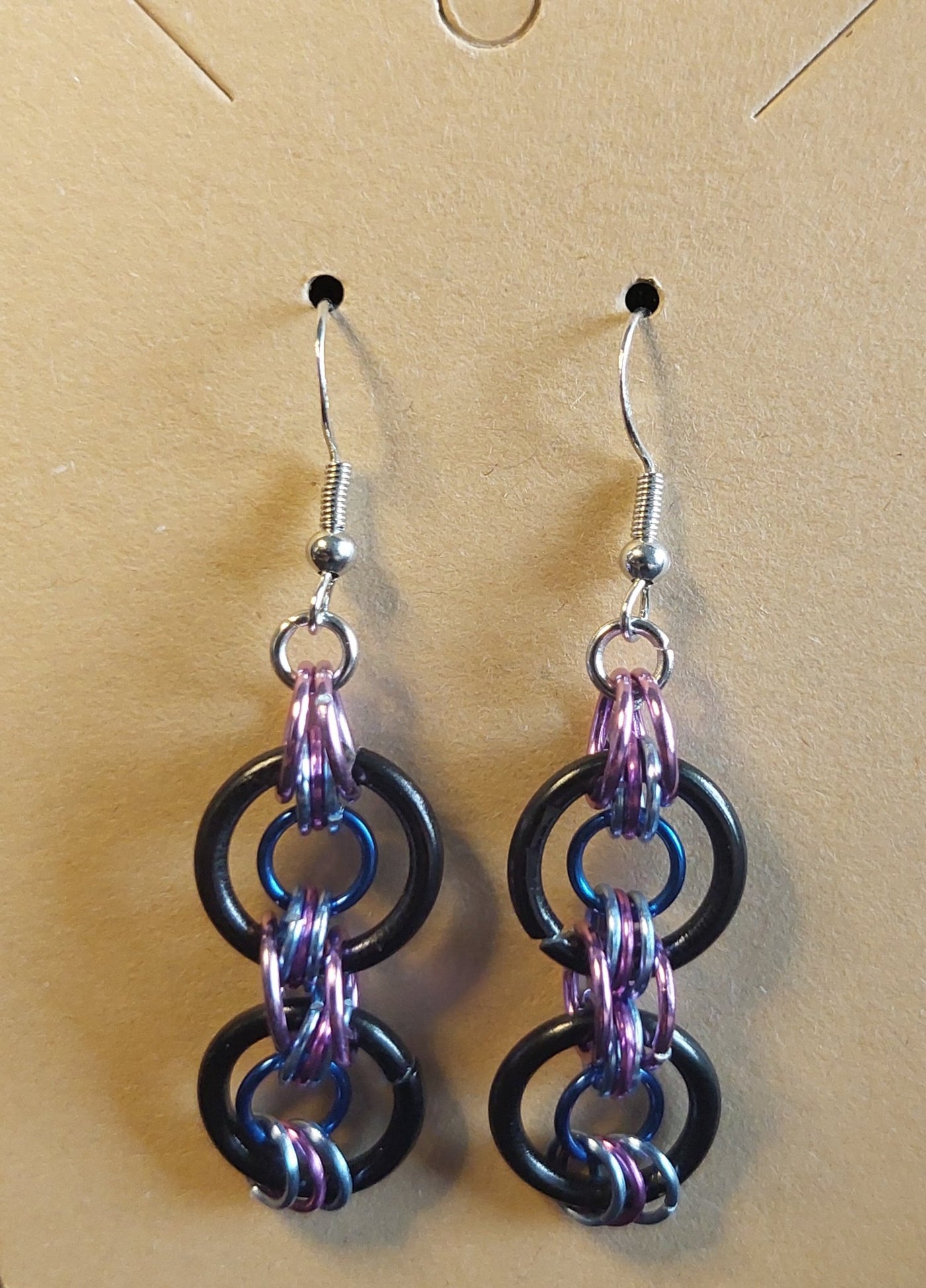 Purple Japanese Bullseye Chainmaille Earrings  - 1