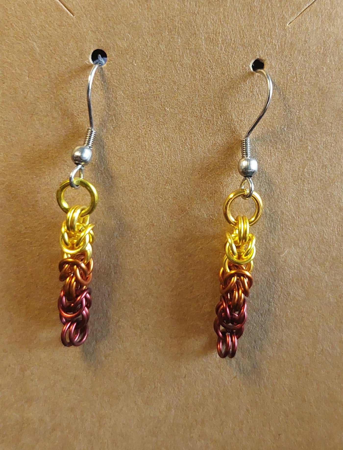 Golden and brown Byzantine Chainmaille Earrings - 1