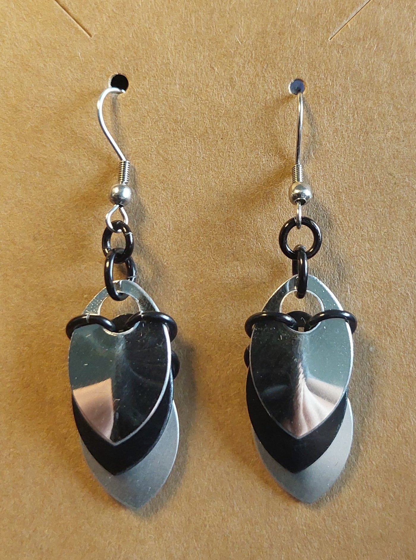 Silver/Black Scale Earrings - 1