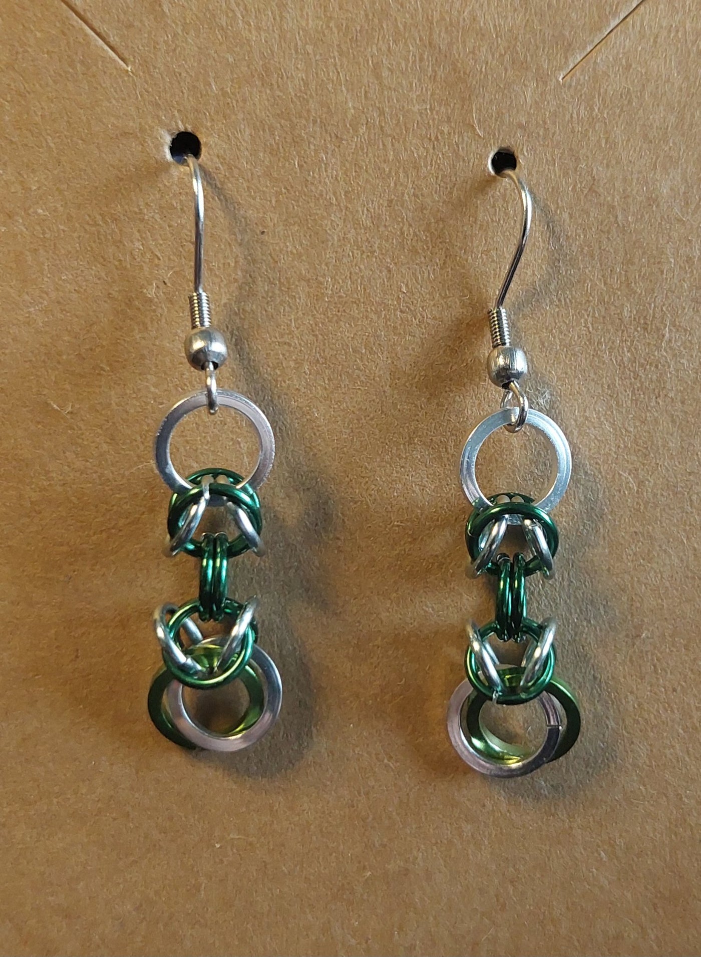 Green Byzantine Chainmaille Earrings - 1