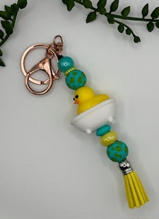 Teal Rubber Ducky Keychain  - 1